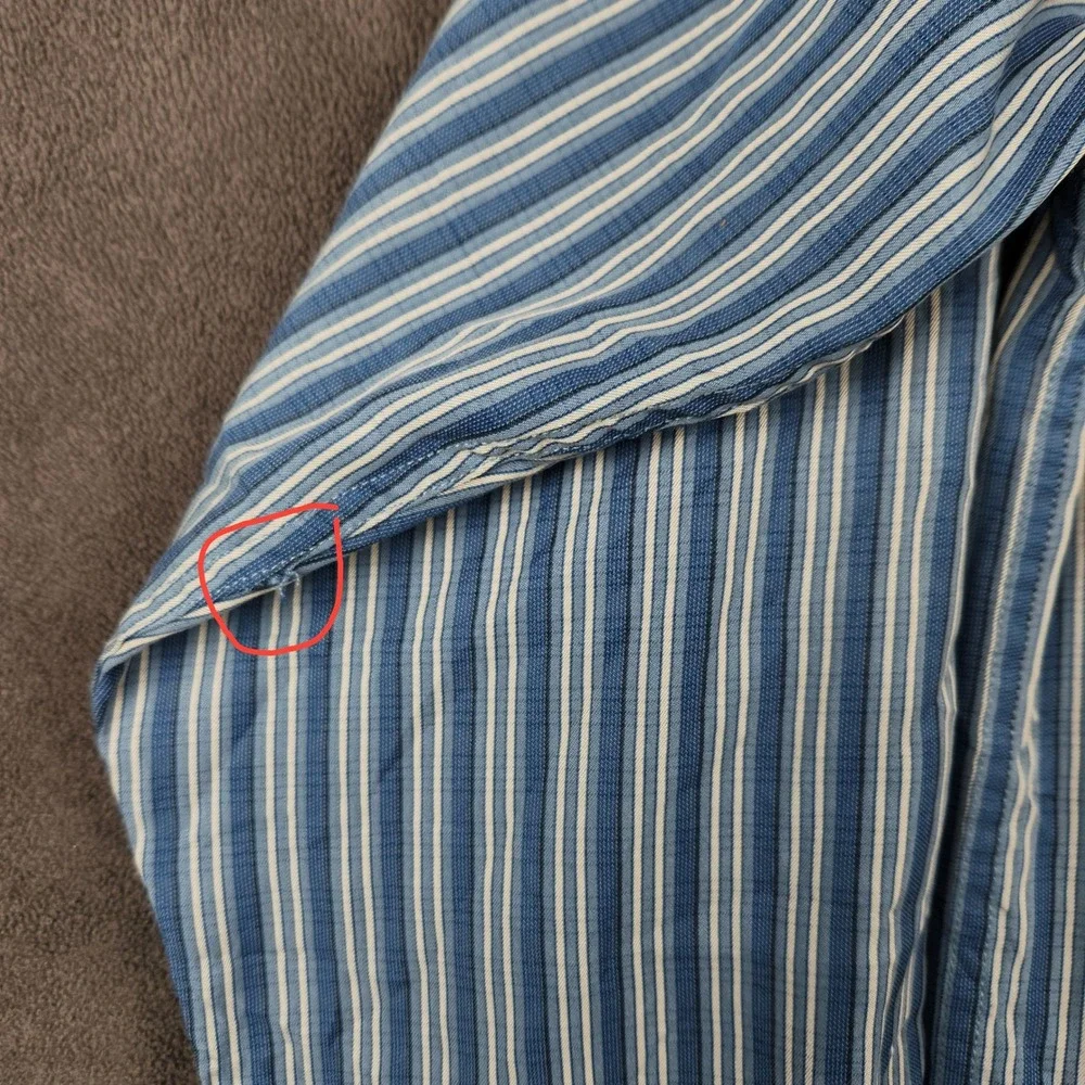 The North Face Shirt Mens XL Blue Striped Roll Tab Sleeve Button Up Modal Hiking